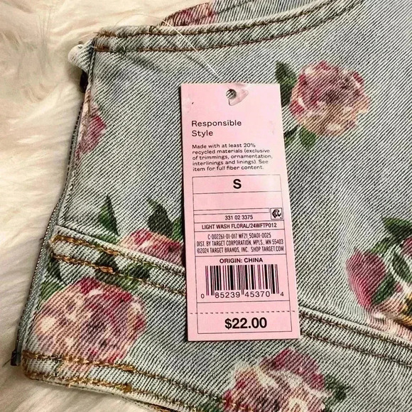 Wild Fable- Women’s Cropped Denim Vest- Floral, 90’s, - Picture 7 of 9